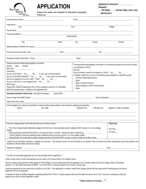 Raritan Valley Community College Application Form