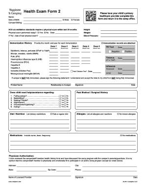Health Exam Form