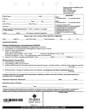 Outpatient Diabetes Physician Referral Form