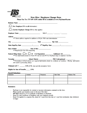 New Hire Employee Change Form