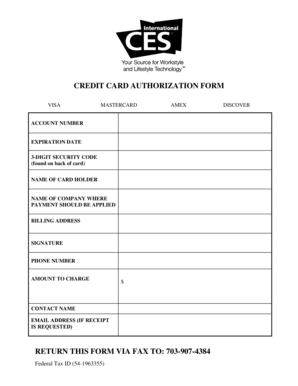 Credit Card Authorization Form