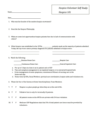 Hospice Volunteer Self Study