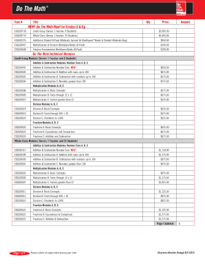 Do The Math Educational Program Order Form