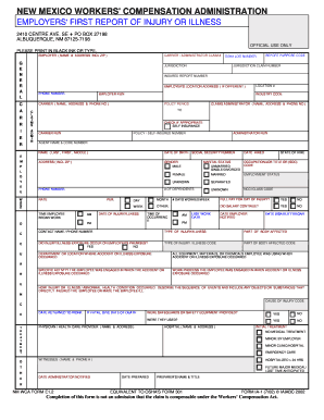 New Mexico Employer's First Report of Injury or Illness