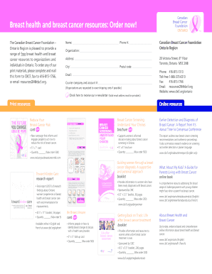 Canadian Breast Cancer Foundation Resource Order Form