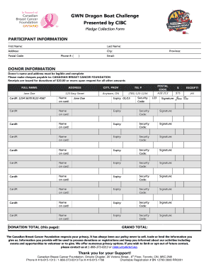 GWN Dragon Boat Challenge Pledge Collection Form