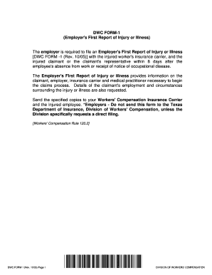 Texas Employer's First Report of Injury or Illness