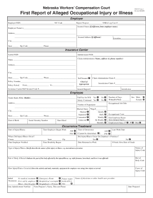 Nebraska Workers' Compensation First Report of Injury or Illness