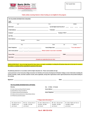Community College Workforce Training Registration Form