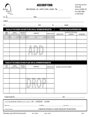 Student Course Add/Drop Form