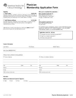 Physician Membership Application Form