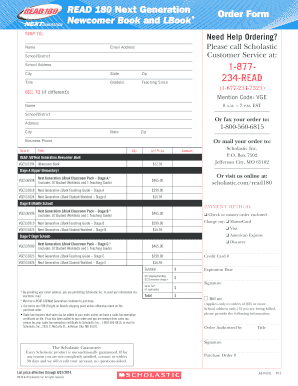 READ 180 Next Generation Order Form