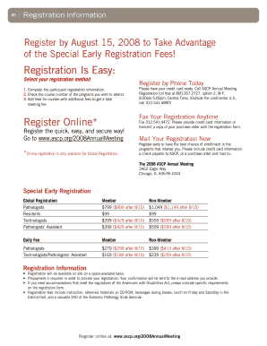 2008 ASCP Annual Meeting Registration Form