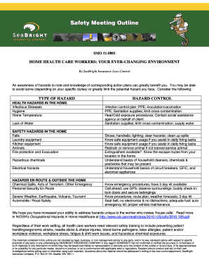 Safety Meeting Outline for Home Health Care Workers