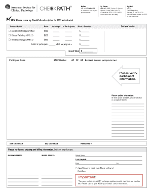 ASCP CheckPath Subscription Renewal Form