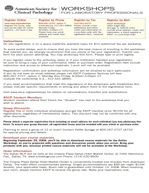 ASCP Workshops Registration Form
