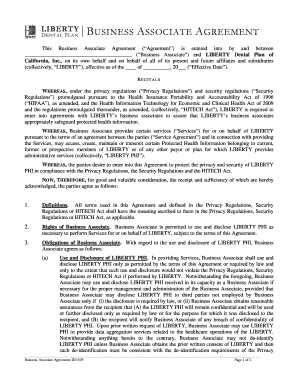 Liberty Dental Plan Business Associate Agreement