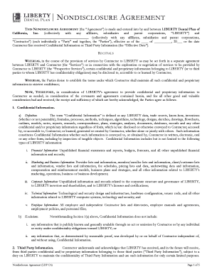 Liberty Dental Plan Non-Disclosure Agreement