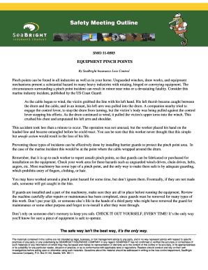 Safety Meeting Outline on Equipment Pinch Points