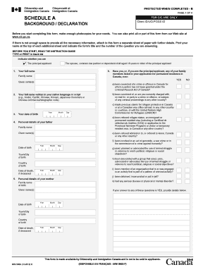 Canada Permanent Residence Background Declaration Form