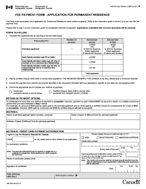 Canada Permanent Residence Fee Payment Form
