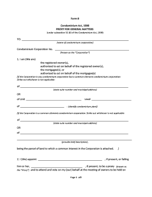 Condominium Proxy Form