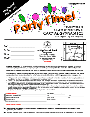 Birthday Party Waiver Form