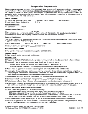 Preoperative Requirements for Weight Loss Surgery