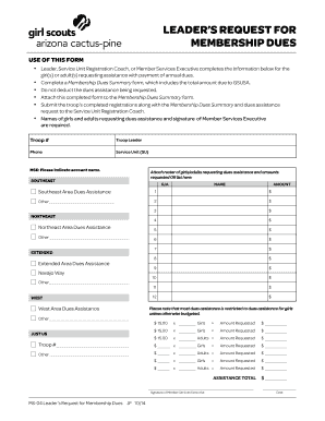 Leader's Request for Membership Dues