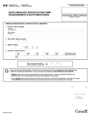 Supplementary Identification Form