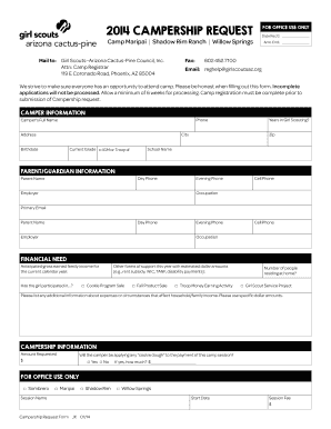 Girl Scouts Arizona Campership Request Form