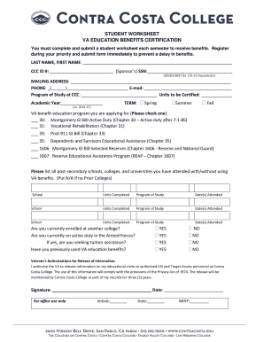 VA Education Benefits Certification Form