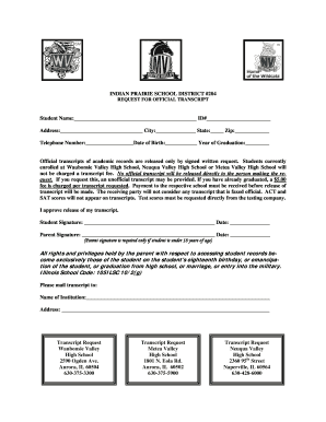 Indian Prairie School District Transcript Request