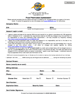 Paid Preparer Agreement