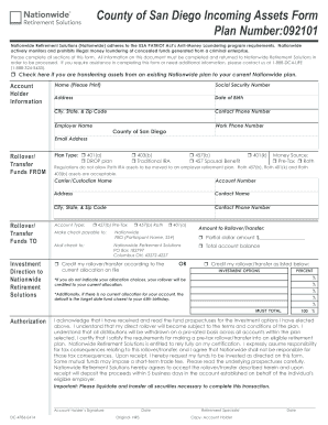 County of San Diego Incoming Assets Form