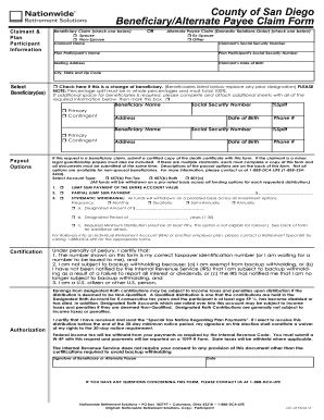 San Diego Beneficiary Claim Form