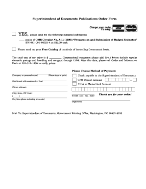 US Government Publications Order Form
