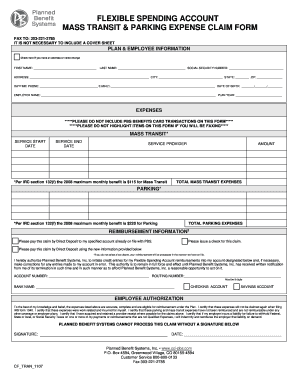 Mass Transit and Parking Expense Claim Form