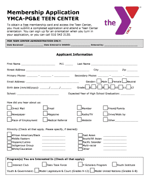 Fillable Online ymca-cba Membership Form TC - ymca-cbaorg Fax Email ...