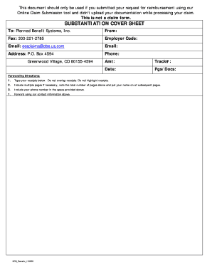 Substantiation Cover Sheet