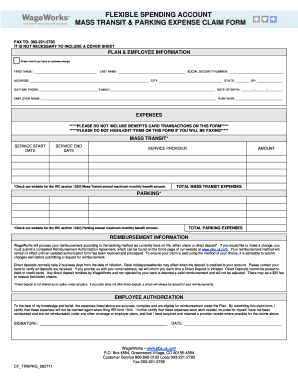 Flexible Spending Account Mass Transit & Parking Expense Claim Form