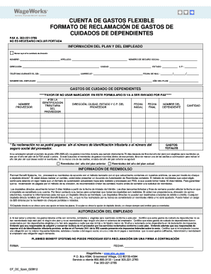 Formato de Reclamación de Gastos de Cuidados de Dependientes