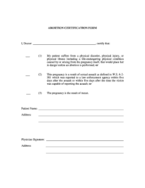 Abortion Certification Form