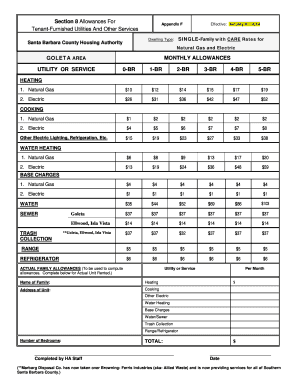 Section 8 Utility Allowances Form
