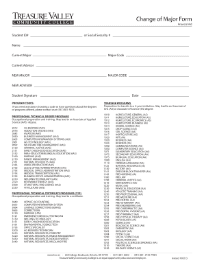 Change of Major Form