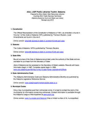 AALL LISP Public Libraries Toolkit: Alabama