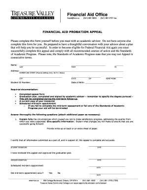 FINANCIAL AID PROBATION APPEAL