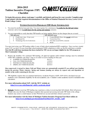 Tuition Incentive Program Checklist