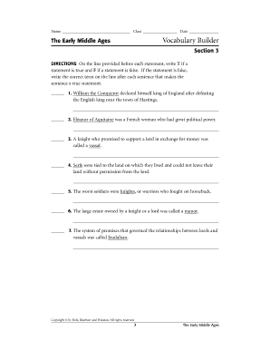 Early Middle Ages Vocabulary Builder