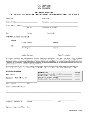 Student Transfer Request Form